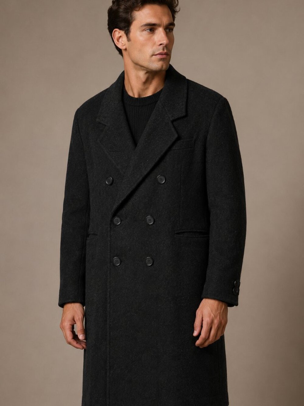 Vintage Falcone Men’s 46 Charcoal Double Breasted Long Overcoat Made in USA